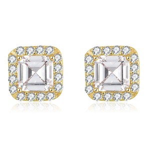 Square Halo Stud Earrings for Women Clear Cz Sterling Silver Womens Ginger Lyne Collection - 1 of 4