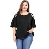 Agnes Orinda Women's Plus Size Summer Fashion Cold Shoulder Ruffle Trumpet Sleeve Blouses - 4 of 4