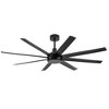 Airsurfer 65" Black Light Free Ceiling Fan with 8 Black ABS Blades, DC Motor, 6-Speed, Remote Control, Downrod Mount, No Light - 2 of 4