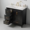 36" Freestanding Bathroom Vanity with Resin Sink, Soft-Close Cabinet & 4 Drawers, Gold Metal Handles, Open Back Design - 3 of 4