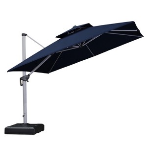 PURPLE LEAF 9/10/11/12ft Square Patio Cantilever Umbrella with Base Windproof Offset Heavy Duty Sun Umbrella for Pool Lawn Garden 360 Degree Rotation - 1 of 4