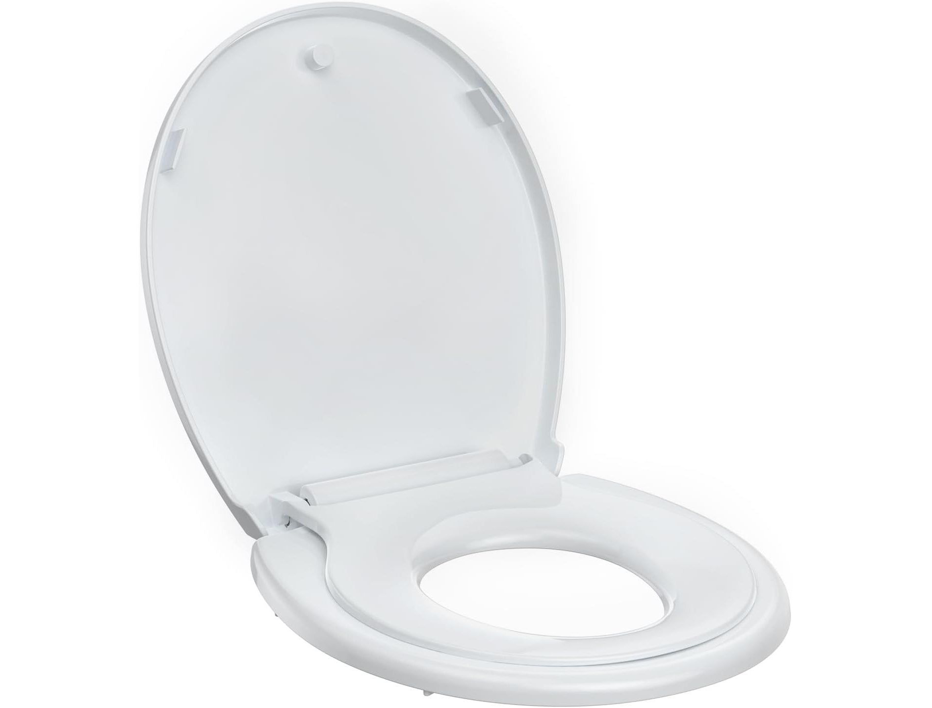 Round/Elongated Toilet Seat with Toddler Seat PP Material Family Soft Close White Toilet Seat Cover Easy to Clean