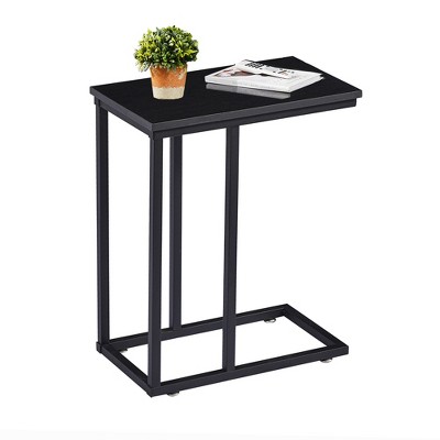 VECELO C-Shaped End Side Table for Sofa/Couch, Snack TV Tray for Living Room or Bedroom