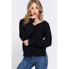 Slickblue Women's Double V-Neck Sweater, Long Sleeve Relaxed Fit, Black/Grey/Red/Yellow Knit, Size S-L - 2 of 4