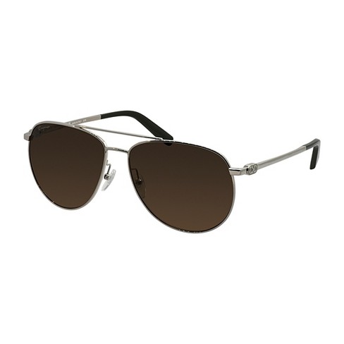 Salvatore Ferragamo Unisex Aviator Polarized Sunglasses Silver 60mm ...
