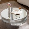 30.9'' Round Mirrored Coffee Table with Crushed Diamond Edge,Silver Glass Top Luxury Glam Accent Table for Living Room-Baofuwish - 2 of 4