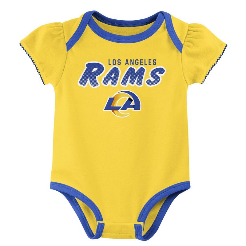 NFL Los Angeles Rams Baby Girls&#39; Onesies 3pk Set, 3 of 5