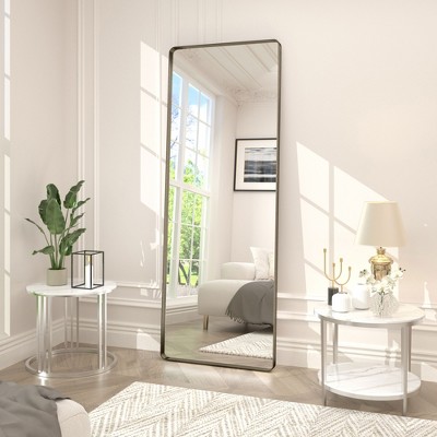 Apmir Rectangular Aluminum Alloy Framed and Tempered Glass Wall Bathroom Vanity Mirror in Matte Black/ Gold/ Silver/ Brown