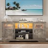 Acekool Farmhouse TV Stand with LED Lights, Elegant Entertainment Center for 65 Inch TVs, with Storage Cabinets and Open Shelves - 3 of 4