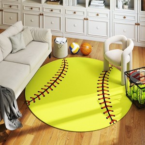 LOVEVOOK Soft Rugs for Bedroom, Softball Rug for Boys, Bedside Area Carpet, Circle Carpets for Living Room, Nursery, Dorms Machine Washable - 1 of 4