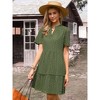 INSPIRE CHIC Women's Split V Neck Summer Eyelet Short Sleeve Hollow Out Ruffle A-Line Mini Dresses - 4 of 4