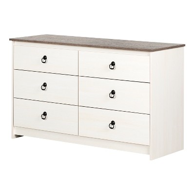 HomeStock 6-Drawer Dresser White Wash and Weathered Oak Plenny