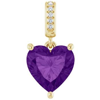 Pompeii3 9mm Amethyst Women's Heart Pendant in 14k Gold Solitaire Necklace 6mm Tall