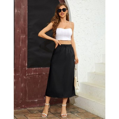 Women Y2k Cargo Long Skirt Drawstring Waist Casual Back Ruched Vintage Slit Skirts with Pockets