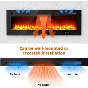 60"/152Cm Electric Fireplace, 220v/1800w Wall Mounted Electric Fire, 12 LED Colour Flame Effect, Remote and Touch Screen Control, 5-Level Brightness - 1 of 4