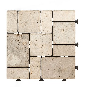 Courtyard Casual Travertine Tile Shape White Deck Tiles Pack of 6 - 1 of 1