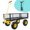 SEVOBAL Utility Storage Cart Garden Trolley Double-Barred Cargo Handcart Easy To Transport Firewood, Black And Yellow, 37.00"*19.48"*40.15" - 2 of 4