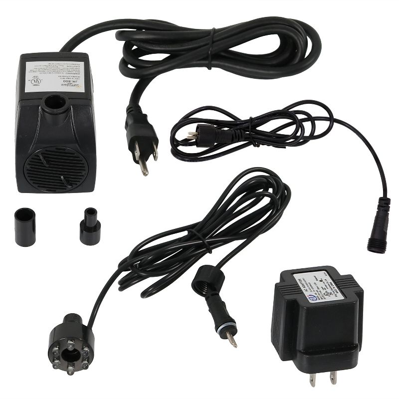 Sunnydaze Indoor/Outdoor Small Fountain or Aquarium Pump with White LED Light and Transformer - 200 GPH - 12 Volts, 1 of 7