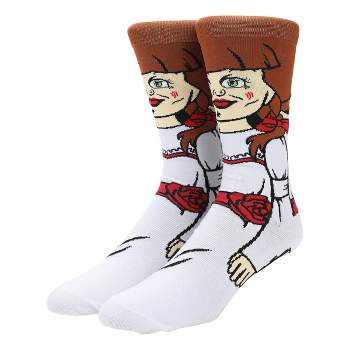Annabelle Men's White & Brown Animigos Crew Socks