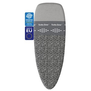 Bartnelli Cotton 51"x19" Ironing Board Cover, Scorch-Resistant, Park & Turbo Zone, Denim Gray - 1 of 4