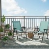 Gymax 2 PCS Patio Folding Chairs Set of 2 Outdoor Sling Chairs w/ Breathable Fabric Back & Seat Portable Dining Camping Chairs Blue/Mint Green - 2 of 4