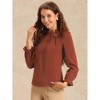INSPIRE CHIC Women's Elegant Long Sleeve Ruffle Tie Neck Business Work Top - 3 of 4