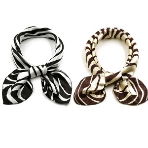 Elerevyo Women's Square Printed Satin Silky Neck Scarves Neckerchief 2Pcs 19.6"x19.6" - 1 of 4