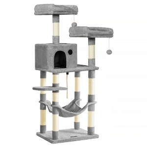 FEANDREA Cat Tree, Cat Tower for Indoor Cats, 56.3-Inch Cat Condo with Scratching Posts, Hammock, Plush Perch - 1 of 4