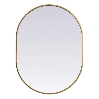 Elegant Lighting Metal Frame Oval Mirror 27x36 Inch in Brass