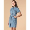 INSPIRE CHIC Women's Jean Chambray Summer Casual Button Down Denim Dresses - 2 of 4