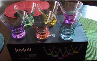 Joyjolt Hue Colored Stemless Martini Glasses - Set Of 6 Colored