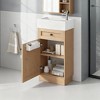 18.5" Vanity with Reversible Resin Sink, MDF Cabinet, Adjustable Shelf, Zinc Alloy Handles, Wood Grain Finish, Rustic Style for Small Spaces. - 3 of 4
