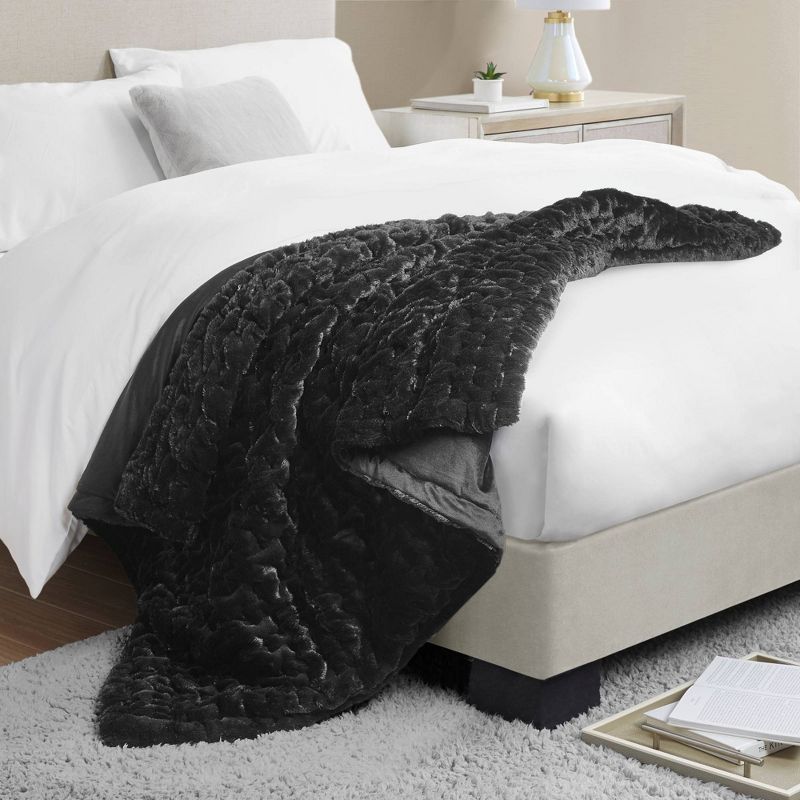 50"x60" Ruched Faux Fur Throw Blanket - Madison Park, 2 of 10