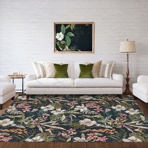Crystal Print Thea Bold Modern Floral Indoor Livingroom Dining Bedroom Flat Pile Easy Care Area Rug - 1 of 4