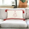 HomeRoots 16" X 24" Red and White Christmas Tree Cotton Zippered Pillow With Tassels - 2 of 4