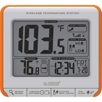 La Crosse Technology® Battery-powered Tri-color Lcd Wireless 2-piece  Digital Weather Thermometer Station With Hygrometer And Calendar. : Target