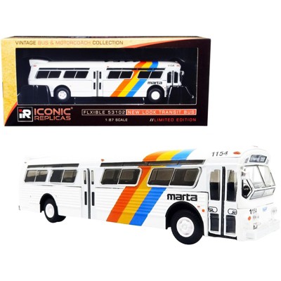 Flxible 53102 Transit Bus #10 "Peachtree St." MARTA Atlanta (GA) White w/Stripes 1/87 (HO) Diecast Model by Iconic Replicas