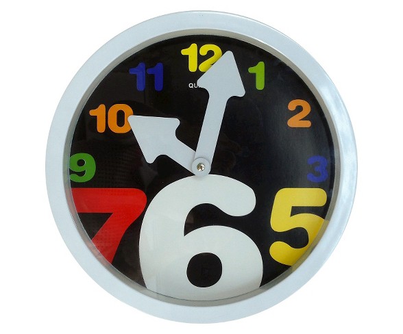 Wall Clock with Colored Numbers White - Creative Motion Industries&#174;
