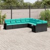 vidaXL Patio Sofa Set Black PE rattan, powder-coated steel, 100% polyester - Black and Blue Without Table - 2 of 4