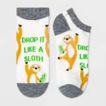 Women's "Drop It Like A Sloth" Low Cut Socks - Xhilaration™ White 4-10