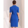 Allegra K Women's V Neck Short Sleeve Work Office Bodycon Midi Sheath Dress - 3 of 4