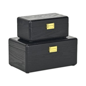 Cheung's Sable Set of 2 Boxes with Gold Handles - Black - 1 of 4