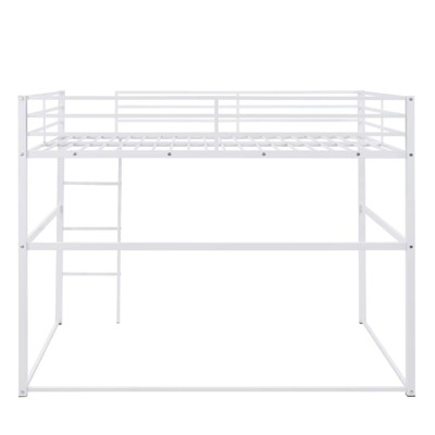 AZL1 Life Concept Beds Metal Loft Bed Twin Size Space-Saving Frame with Safety Guardrails for Kids Room, White, 77.56"*56.5"*61.81"