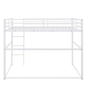 AZL1 Life Concept Beds Metal Loft Bed Twin Size Space-Saving Frame with Safety Guardrails for Kids Room, White, 77.56"*56.5"*61.81" - 1 of 4