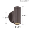 Possini Euro Design Modern Outdoor Wall Light Fixture Matte Bronze Cylinder 6 1/2" Tempered Glass Lens Up Down for Exterior House - 4 of 4