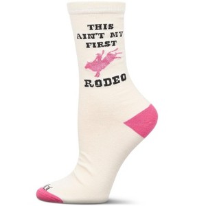 Memoi Women's Rodeo Rayon From Bamboo Crew Socks Marshmallow 9-11 - 1 of 3
