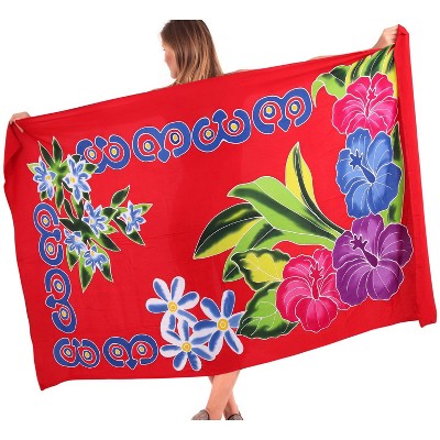 LA LEELA Women's Summer Bikini Wraps Beach Wrap Swimwear Sarong Cover up Skirt Bathing suit Swimsuit Pareo Coverups for Women One Size Red, Floral