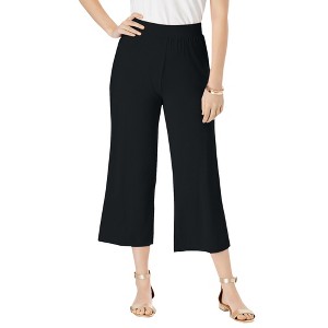 Jessica London Women's Plus Size Everyday Stretch Knit Wide Leg Crop Pant - 1 of 4