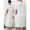 Lars Amadeus Men's Short Sleeves Cotton V-Neck Side Split Long Nightshirt - 4 of 4