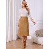 INSPIRE CHIC Women's Faux Suede Elastic High Waist A-line With Pockets Midi Skirt - 4 of 4